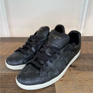 Louis Vuitton Black Monogram Low-Top Sneakers with White Sole